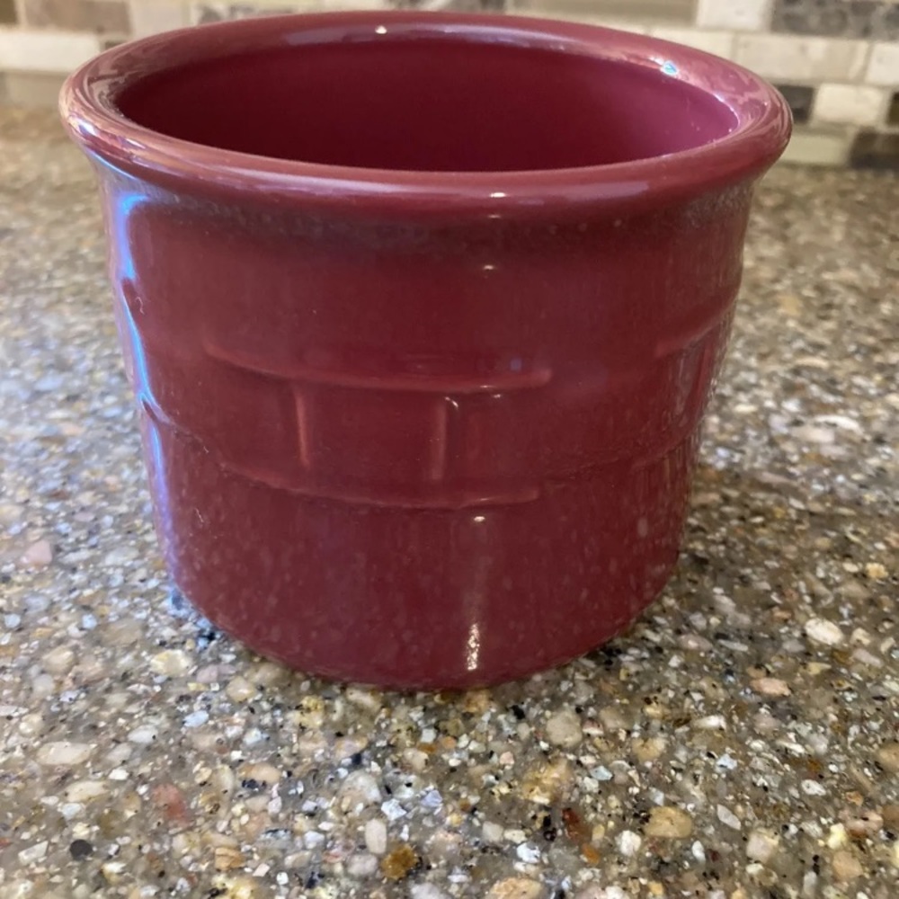Longaberger PotteryWoven Traditions Red Paprika Ceramic pottery round Crock - Picture 2 of 6